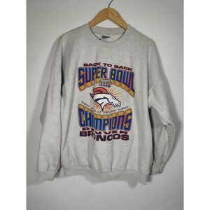 Denver‎ Broncos Back to Back Super Bowl XXXIII Champions Sweatshirt XL 1999